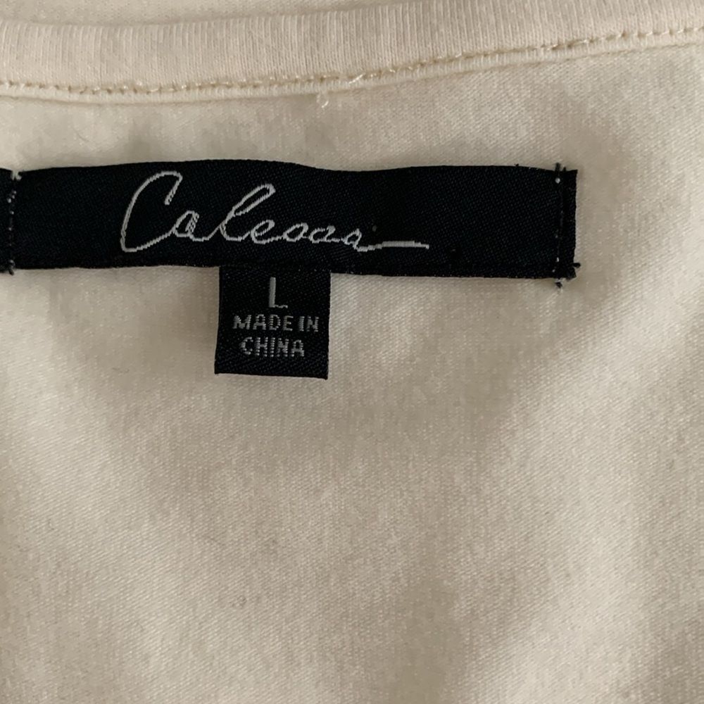Calessa Embroidered Cream Women's Top Tunic V-Neck Long Sleeve Size L - Picture 10 of 11